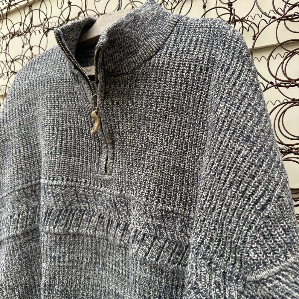 Vintage 90s Columbia Knit 1/4 zip sweater gorpcore gray 100% Cotton MEDIUM - Picture 3 of 10